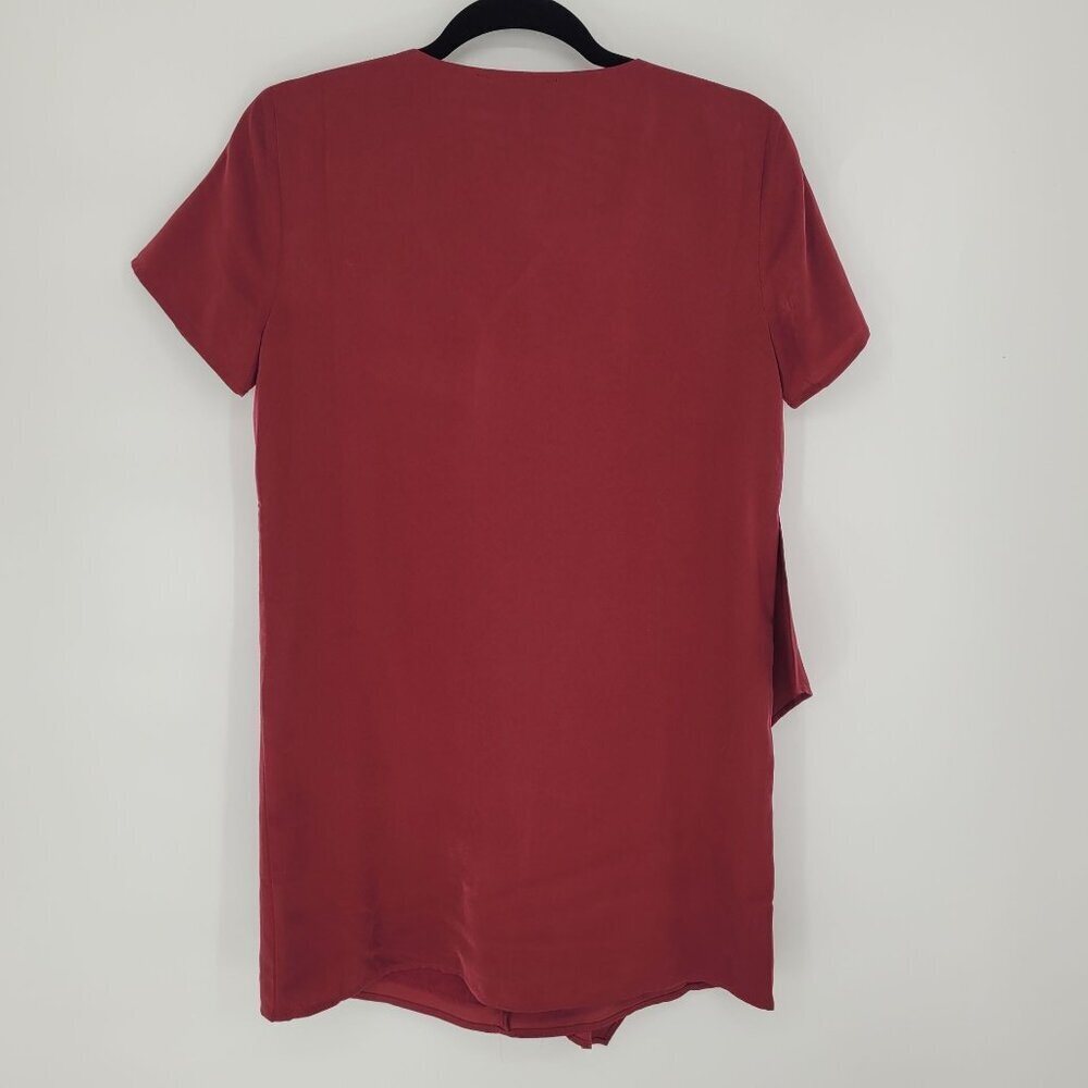 Lulus womens small Dear friend satin Drape front shift minidress wine maroon - Picture 8 of 10